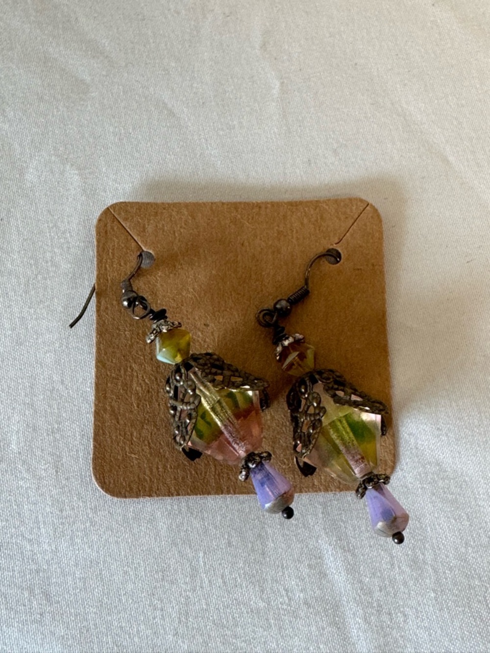 Multi-Color Bead Drop Earrings by